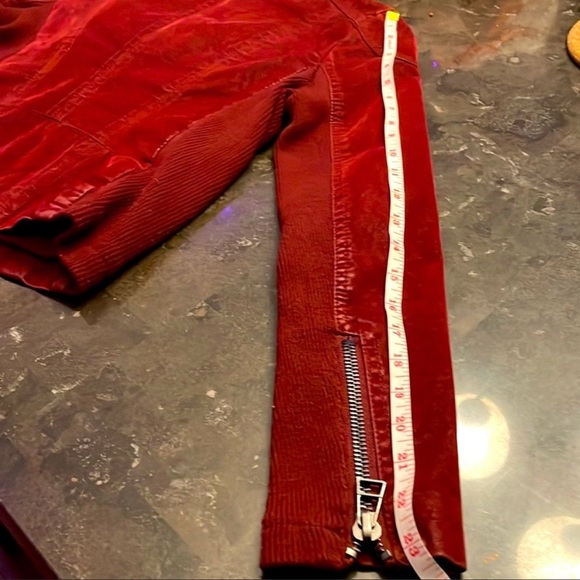 Red Faux Suede Jacket, women size small - Picture 8 of 10